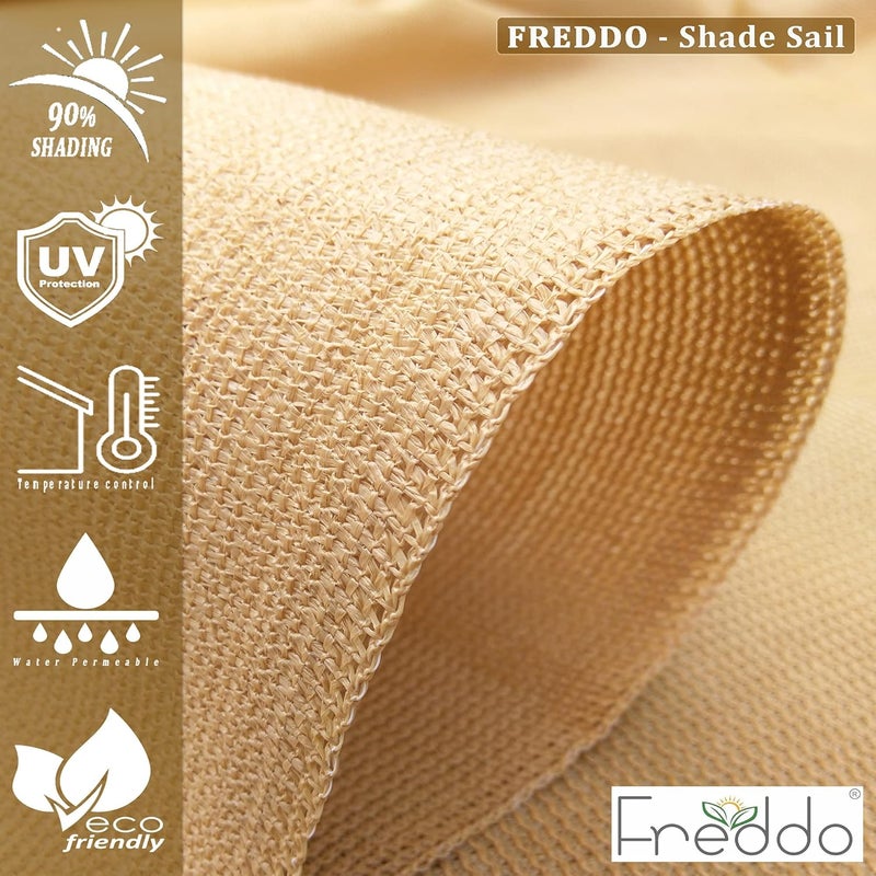 FREDDO HDPE Fabric 15 Inch Polyester Loop Sun Shade Sails 8590 Protection from Sun UV Rays Ideal for Car Parking Outdoor Garden Balcony Patio Beige Color 95 ft x 4 ft Pack of 1 Piece - Image 2