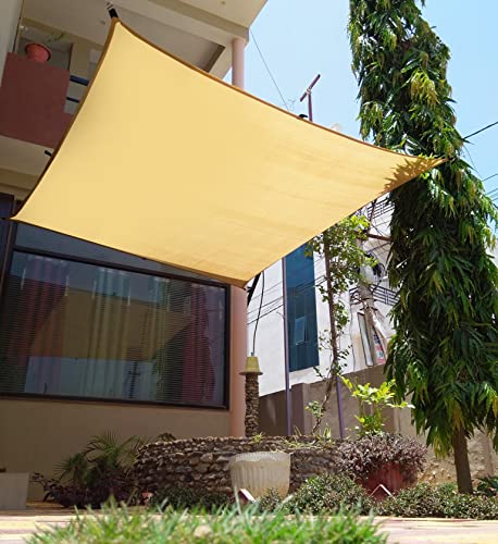 FREDDO HDPE Fabric 15 Inch Polyester Loop Sun Shade Sails 8590 Protection from Sun UV Rays Ideal for Car Parking Outdoor Garden Balcony Patio Beige Color 95 ft x 4 ft Pack of 1 Piece - Image 1