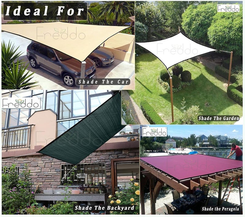 FREDDO HDPE Fabric 15 Inch Polyester Loop Sun Shade Sails 8590 Protection from Sun UV Rays Ideal for Car Parking Outdoor Garden Balcony Patio Beige Color 95 ft x 4 ft Pack of 1 Piece - Image 4