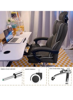 Arabest Ergonomic Office Chair Computer Desk Chair PU Leather Steel Structure Smooth Lumbar Support with Adjustable Height（Black）  - Image 3