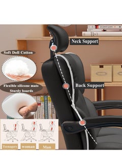Arabest Ergonomic Office Chair Computer Desk Chair PU Leather Steel Structure Smooth Lumbar Support with Adjustable Height（Black）  - Image 4