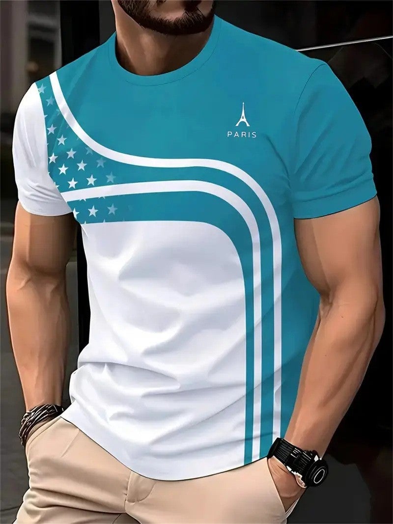 2025 Summer Popular 3D Printed T-Shirt Men'S Round Neck Casual Versatile Short-Sleeved Top - Image 4
