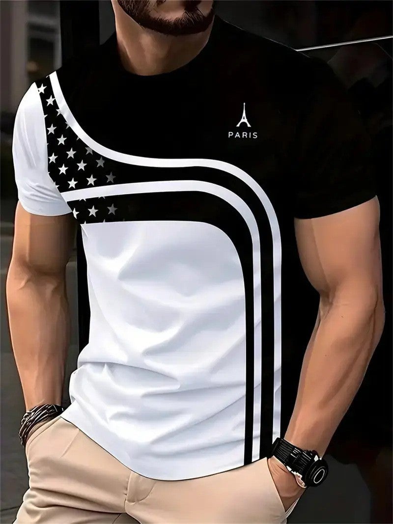 2025 Summer Popular 3D Printed T-Shirt Men'S Round Neck Casual Versatile Short-Sleeved Top - Image 2