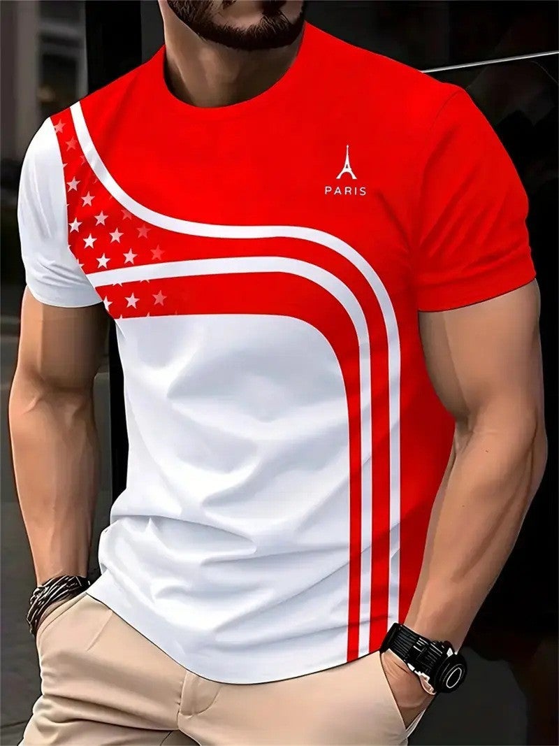 2025 Summer Popular 3D Printed T-Shirt Men'S Round Neck Casual Versatile Short-Sleeved Top - Image 3