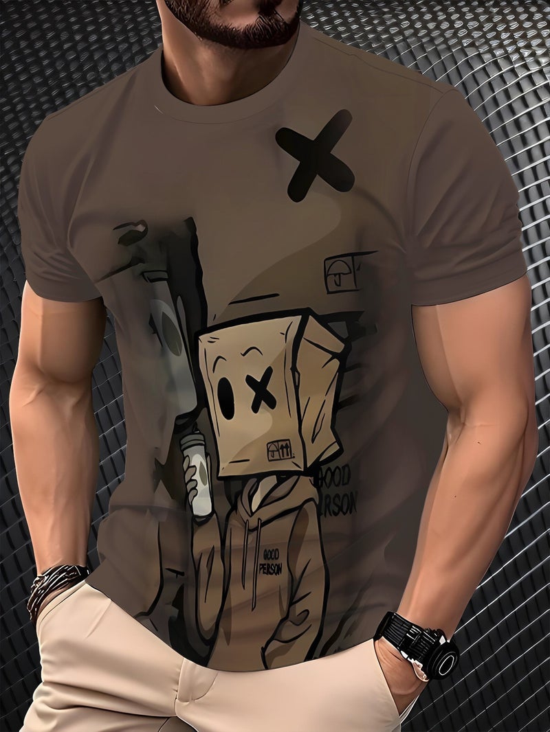 2025 Summer Popular 3D Printed T-Shirt Men'S Round Neck Casual Versatile Short-Sleeved Top - Image 1