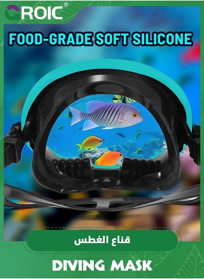 GROIC Diving Mask Scuba Mask Spearfishing Mask Freediving Water Mask Tempered Glass Oval HD Anti-Fog Scuba Goggles for Adults, Swimming Glasses Swim Dive Mask for Snorkeling Swimming Travel  - Image 5