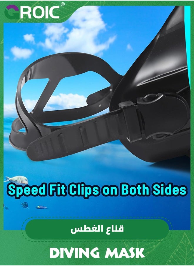GROIC Diving Mask Scuba Mask Spearfishing Mask Freediving Water Mask Tempered Glass Oval HD Anti-Fog Scuba Goggles for Adults, Swimming Glasses Swim Dive Mask for Snorkeling Swimming Travel  - Image 3