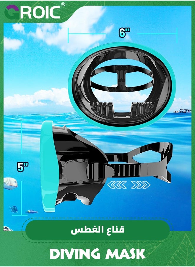 GROIC Diving Mask Scuba Mask Spearfishing Mask Freediving Water Mask Tempered Glass Oval HD Anti-Fog Scuba Goggles for Adults, Swimming Glasses Swim Dive Mask for Snorkeling Swimming Travel  - Image 4