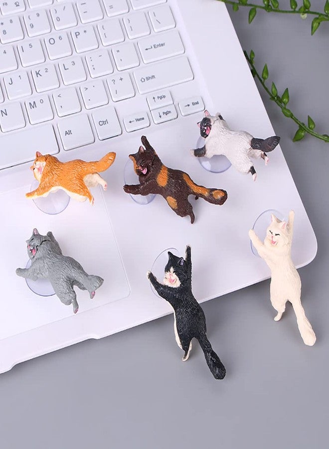 DOYIFUN 6pcs Different Cute Cat Phone Stand,Cats Smart Phone Sucker Holder,Cute Resin Cell Phone Holder, Cat Sucker Tablet Office Decor Home Ornament Gift - Image 2
