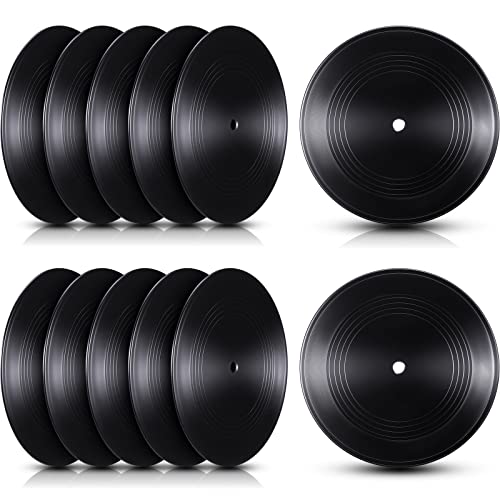 Qunclay 12 Pieces Blank Vinyl Records 7 Inch Black Vinyl Fake Albums Record for Room Wall Aesthetic Decoration Independent Aesthetics Room Decor DIY Projects - Image 1