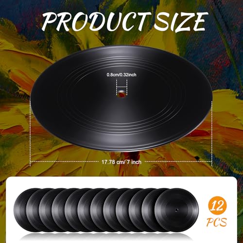 Qunclay 12 Pieces Blank Vinyl Records 7 Inch Black Vinyl Fake Albums Record for Room Wall Aesthetic Decoration Independent Aesthetics Room Decor DIY Projects - Image 2