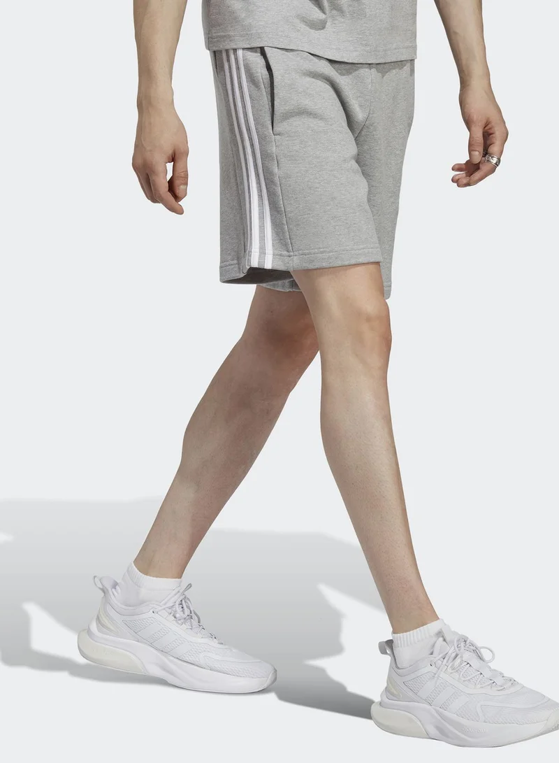 Adidas 3 Stripe Essential French Terry Shorts
