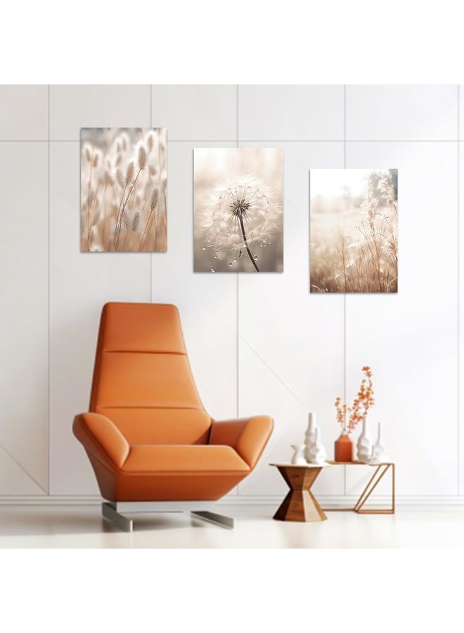 CXHOSTENT Dandelion Canvas Wall Art 3 Piece Beige Botanical Dandelion Reed Grass Painting Prints Nordic Posters Nature Plant Wildflower Picture (Nature-2, 11.00"x14.00"x3P) - Image 5