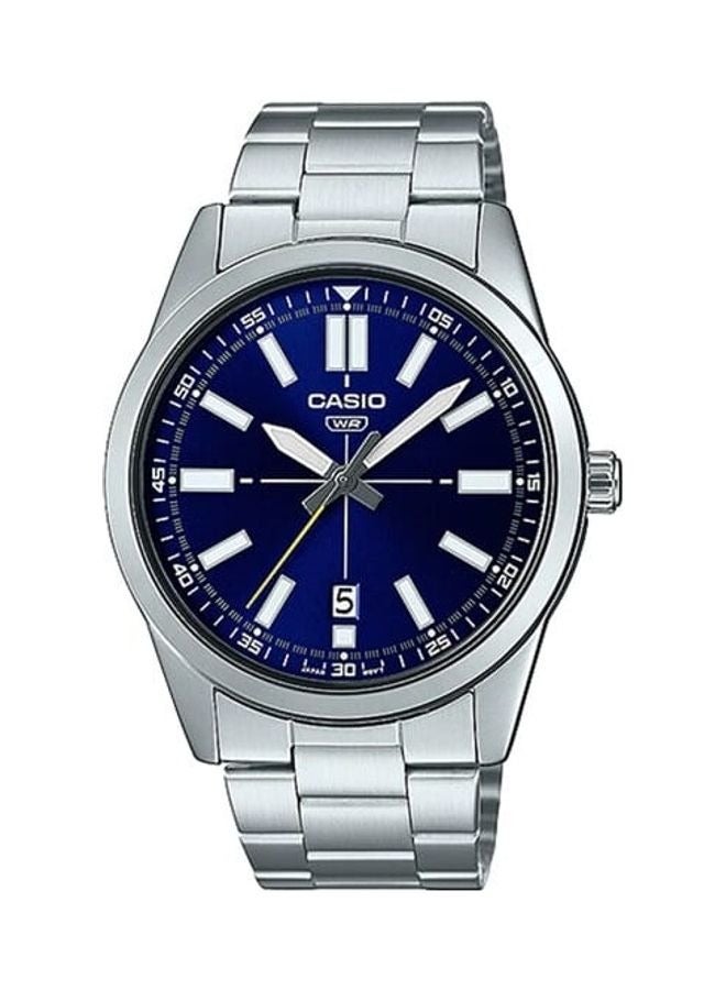 كاسيو ساعة كاسيو MTP-VD02D-2EUDF للرجال بمينا ازرق وبسوار ستانلس ستيل انالوج بعقارب - Image 1