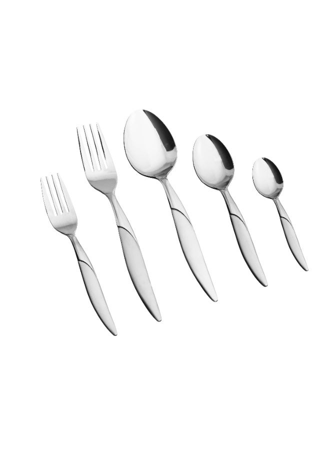 كازا روزا طقم أدوات مائدة من الستانلس ستيل المقاوم للصدأ مكون من 60 قطعة فضي - Image 2