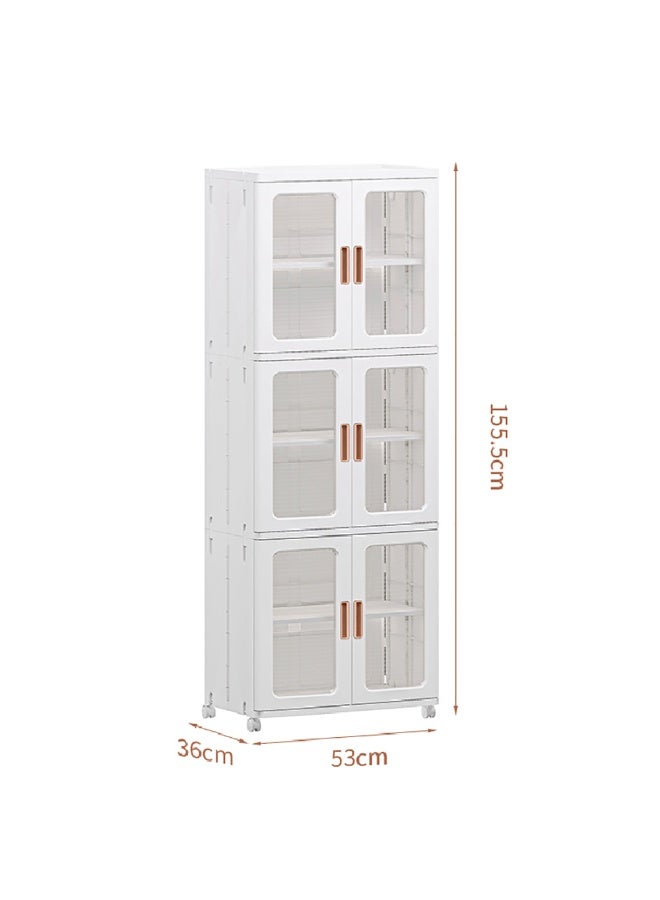 Folding Storage Cabinet, Multi Layer Plastic Storage Box with Clear Doors for Snacks Books Toys Clothes, Large Capacity Storage Bins for Living Room, Bedroom, Kitchen, Laundry - Image 2