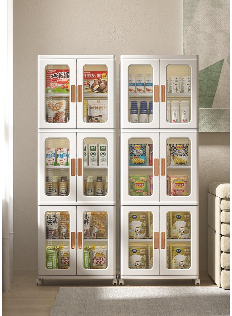 Folding Storage Cabinet, Multi Layer Plastic Storage Box with Clear Doors for Snacks Books Toys Clothes, Large Capacity Storage Bins for Living Room, Bedroom, Kitchen, Laundry - Image 5