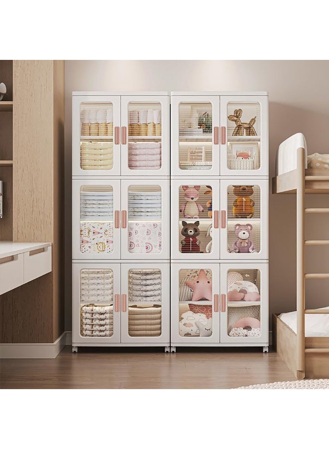 Folding Storage Cabinet, Multi Layer Plastic Storage Box with Clear Doors for Snacks Books Toys Clothes, Large Capacity Storage Bins for Living Room, Bedroom, Kitchen, Laundry - Image 4