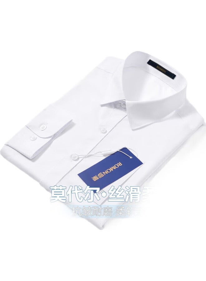 ROMON Men'S Non-Iron Wrinkle-Resistant Long Sleeve Shirt With Modal Casual Business Workwear Formal Dress Shirt - Image 1