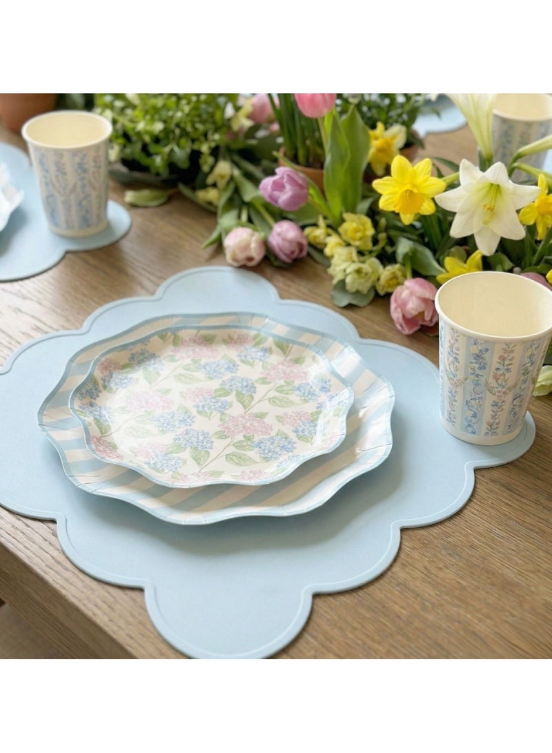 ThePartyPopper Floral Disposable Paper Plates 9 Inch – 8 Pcs Elegant Scalloped Party Plates, Blue & Pink Flower Printed Plates for Birthday Party, Baby Shower, Garden Party, Tea Party, Eid, Ramadan - Image 4