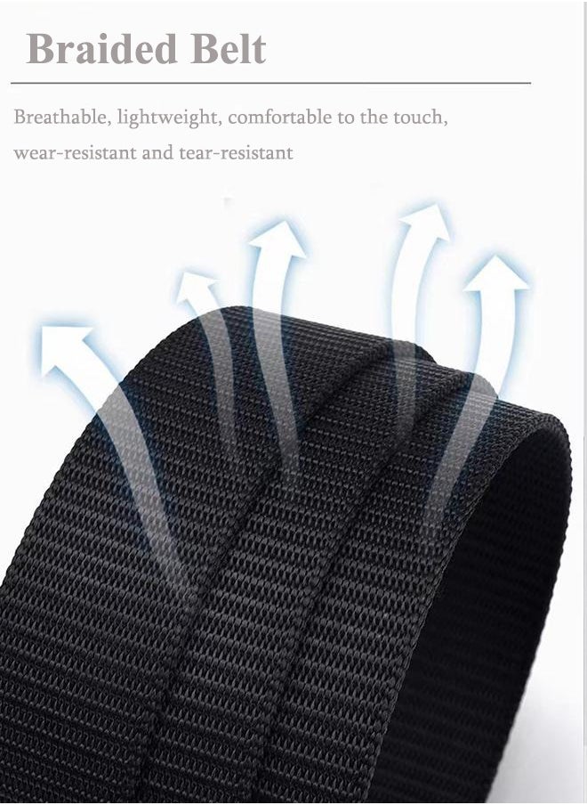 Generic Men's Braided Belt - Smooth Automatic Buckle, Lightweight Nylon Braided Belt, Adjustable and Durable, Adjustable Trim  - Image 3