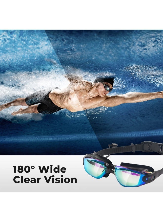ECVV Electroplated Swimming Goggles with Earplugs Anti-fog Anti-UV Swim Eyewear with Flexible Nose Bridge Adjustable Strap No Leaking Pool Goggles Glasses - Image 5