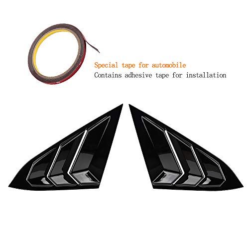 Thenice for 10th Gen Civic Rear Side Window Louvers Racing Style Triangular Window Glass Blinds Compatible with Honda Civic Sedan 2021 2020 2019 2018 2017 2016 -Piano Black - Image 3