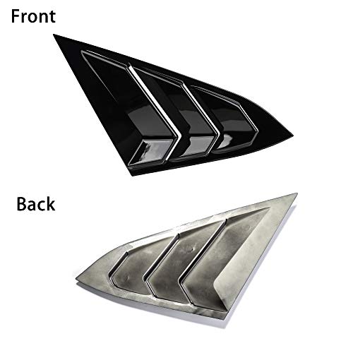 Thenice for 10th Gen Civic Rear Side Window Louvers Racing Style Triangular Window Glass Blinds Compatible with Honda Civic Sedan 2021 2020 2019 2018 2017 2016 -Piano Black - Image 2