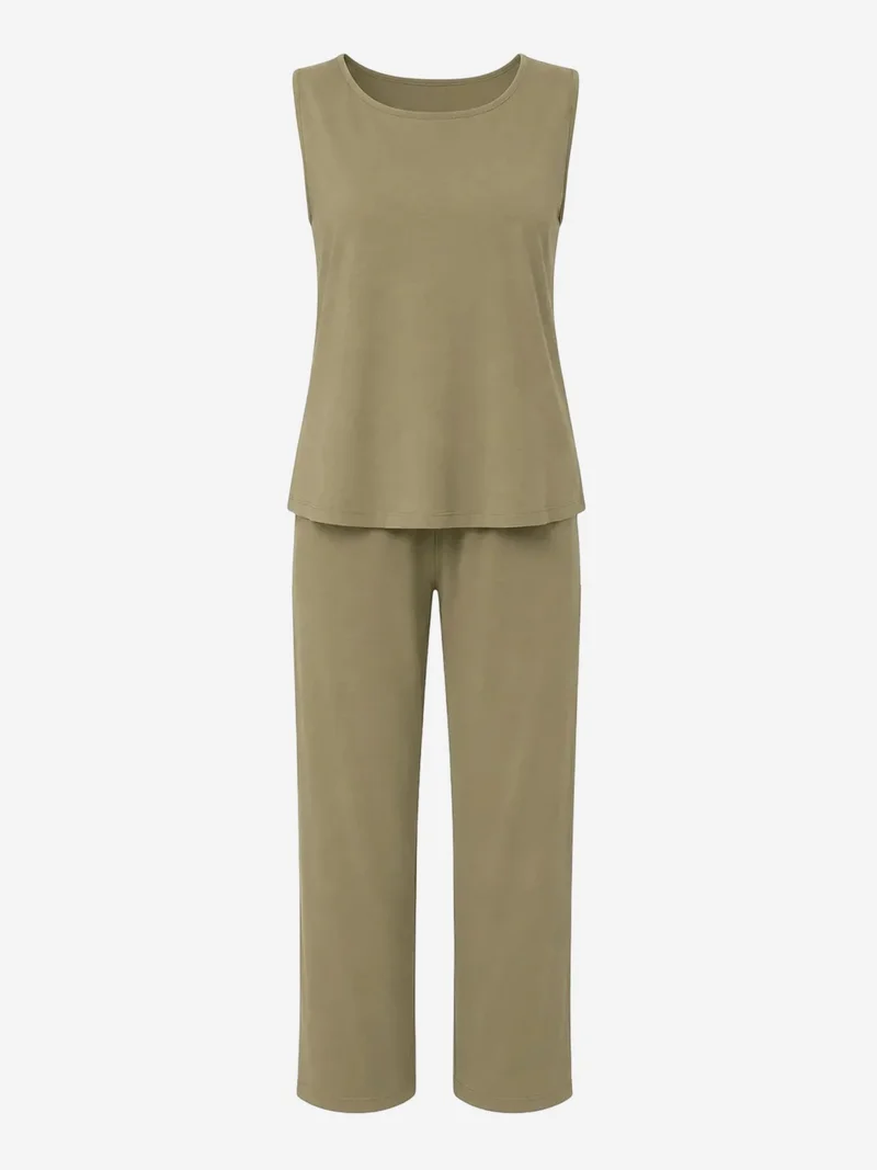 ميكسراي MIXRAY Sleeveless Vest and Wide-Leg Pants Set