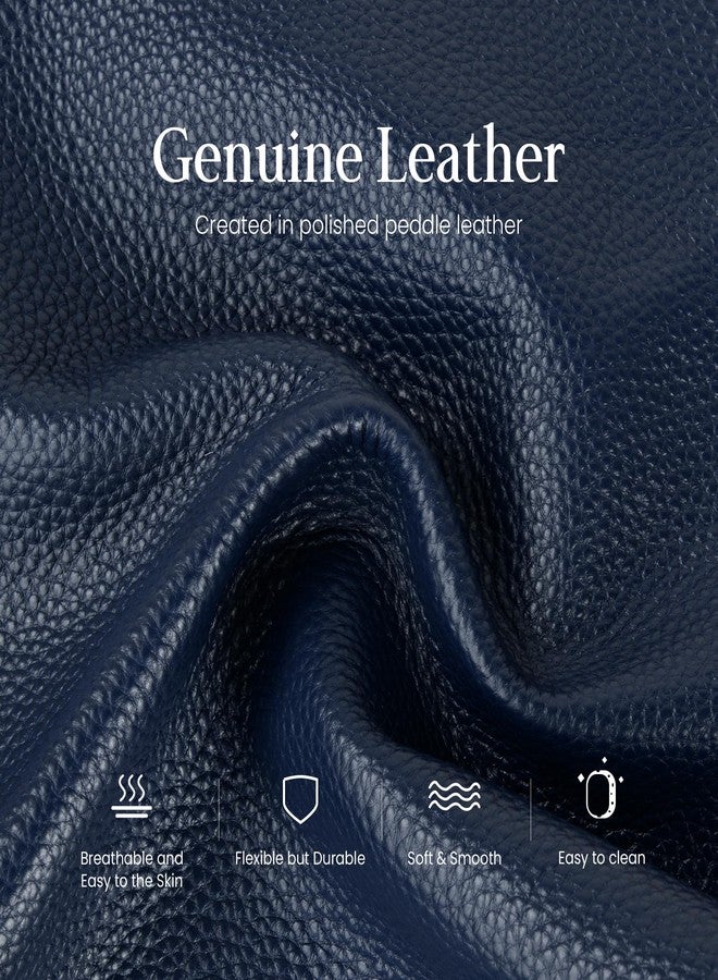 بيفن حقائب كروس بودي جلدية أصلية من بيفين للنساء، حقائب كروس بودي جلدية صغيرة مزودة بتقنية RFID، لون أزرق داكن، تصميم كلاسيكي - Image 3