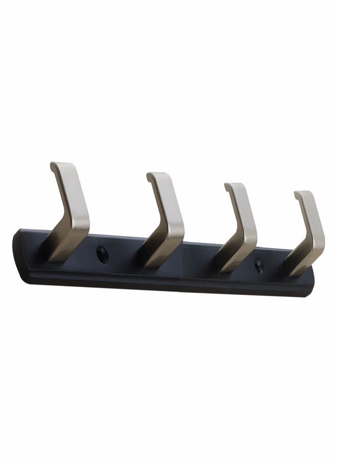 FERIO Zinc 4 Pin Hook for Bathroom and Kitchen Multipurpose Use for Cloth Cloth Hooks Hanger (Pack of 1, Silver and Black) - Image 1