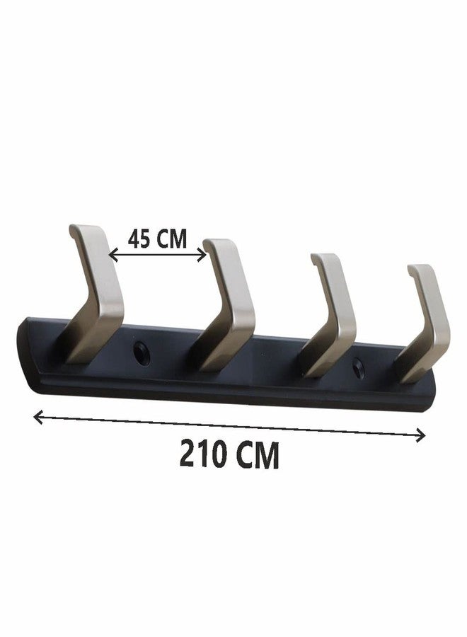 FERIO Zinc 4 Pin Hook for Bathroom and Kitchen Multipurpose Use for Cloth Cloth Hooks Hanger (Pack of 1, Silver and Black) - Image 2