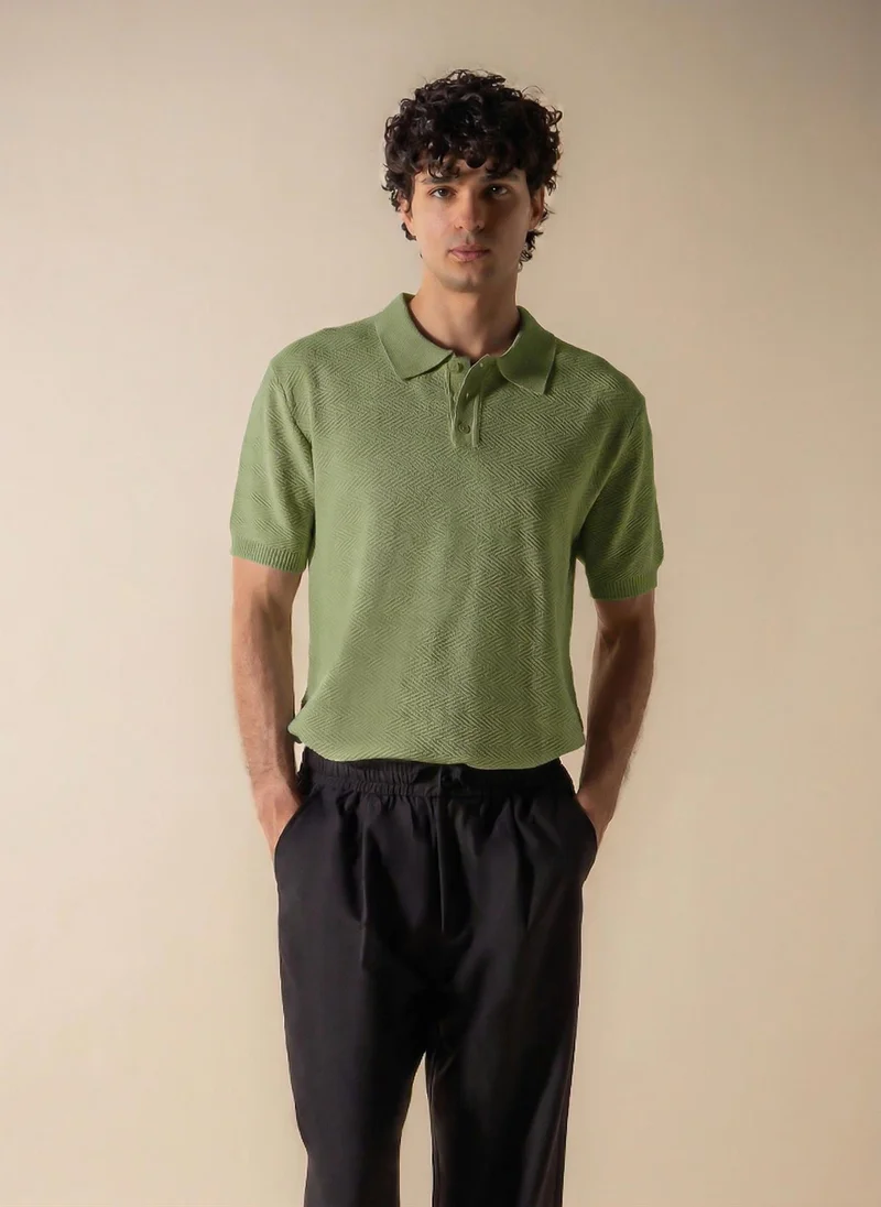 SHAPES TEXTURED PATTERN POLO SHIRT