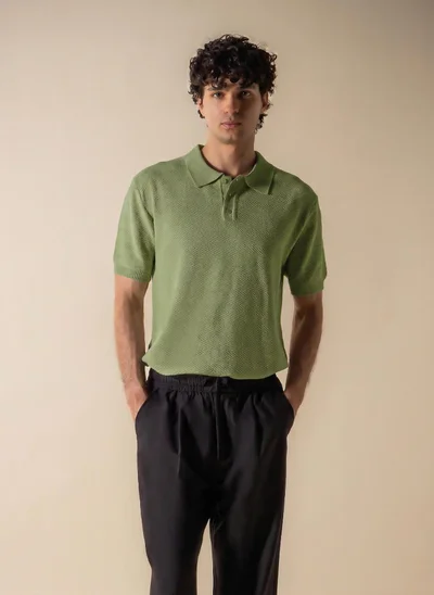 SHAPES TEXTURED PATTERN POLO SHIRT