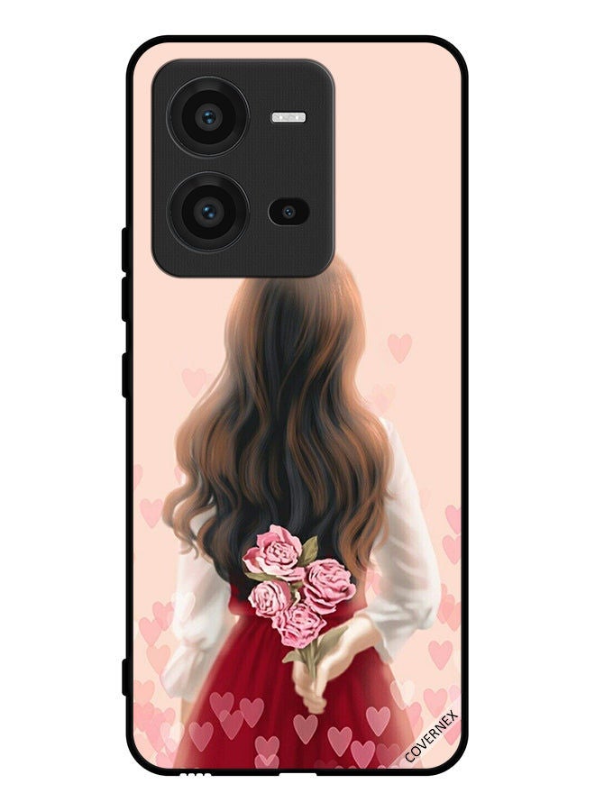 Covernex Protective Case Cover For vivo V25 Girl Hiding Flowers - Image 1