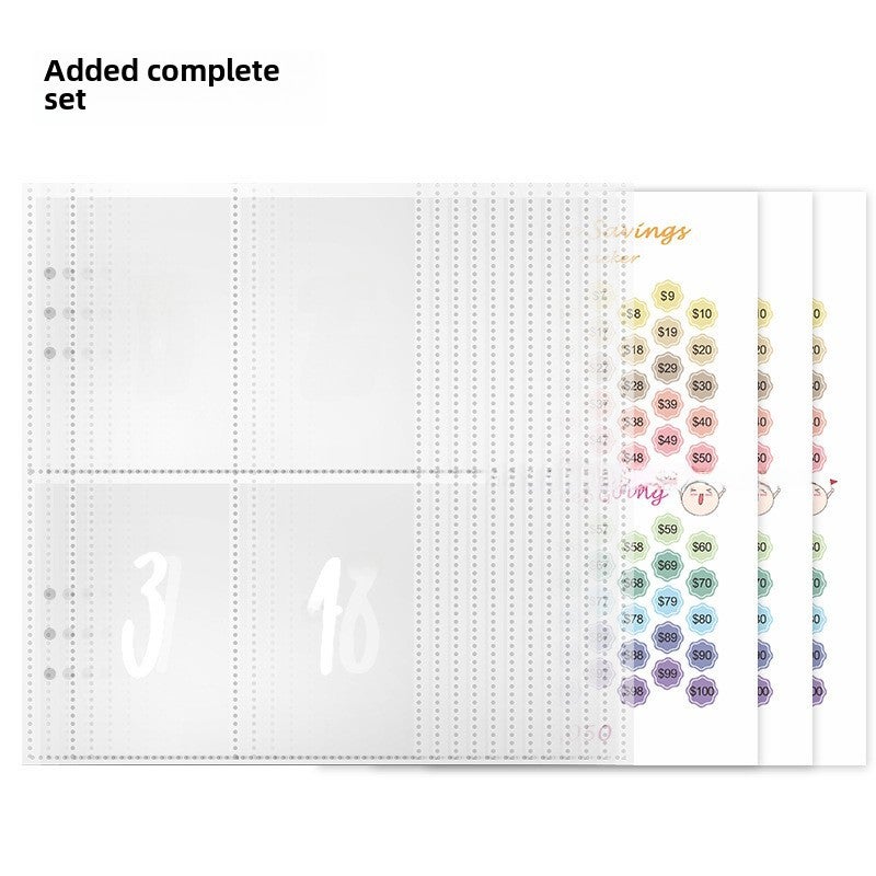 Generic A5 6-Ring Binder Refill, 100-Day Savings Challenge Screen printing card film 25 (1-100) color honeycomb punch 3 
