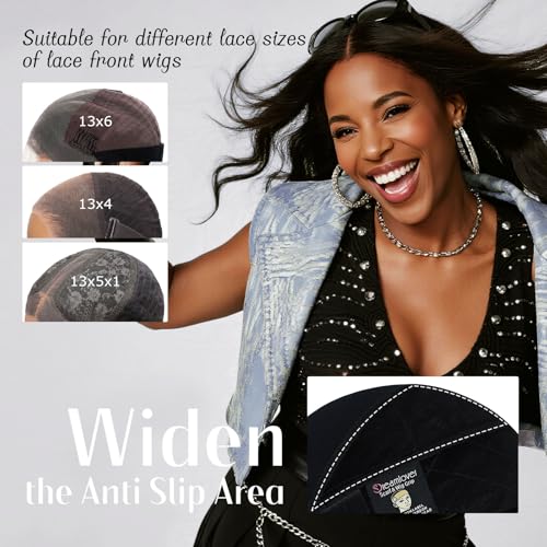 Dreamlover Wide Wig Grip Cap for Lace Front Wigs 2in1 Black Wig Caps with Wig Gripper Band for Women 1 Piece - Image 3