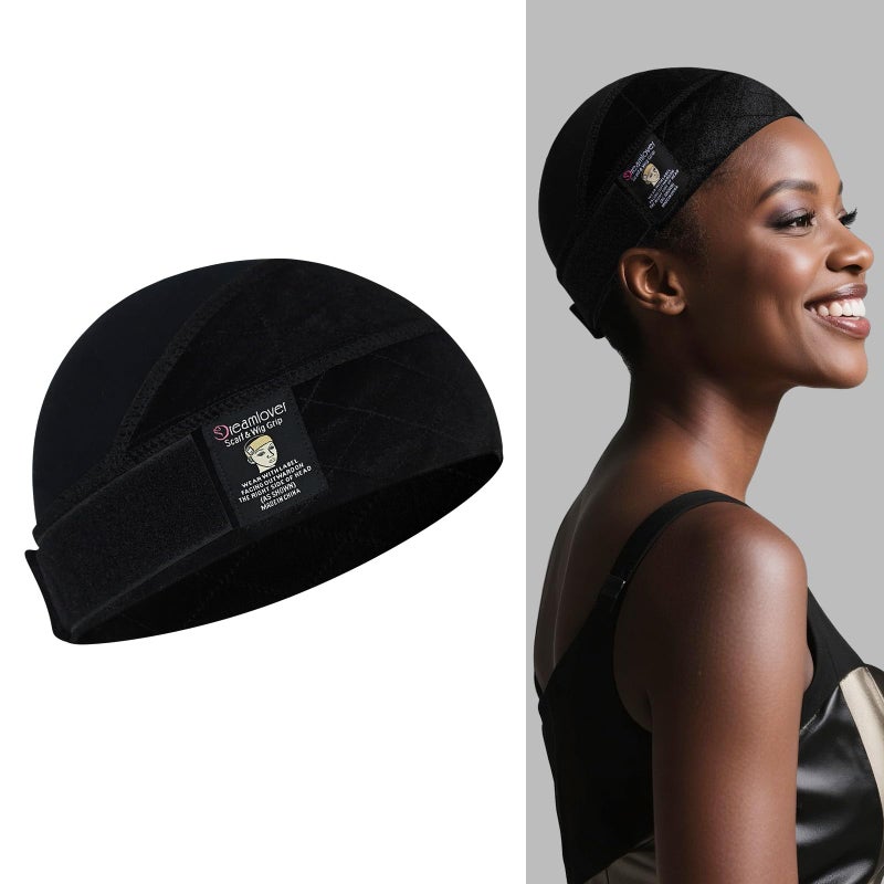 Dreamlover Wide Wig Grip Cap for Lace Front Wigs 2in1 Black Wig Caps with Wig Gripper Band for Women 1 Piece - Image 2