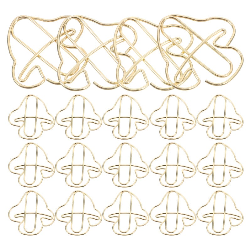 Gold Mushroom Shaped Paper Clips 20pcs Decorative File Clips for Organizing Documents Office Desk Supplies - Image 2