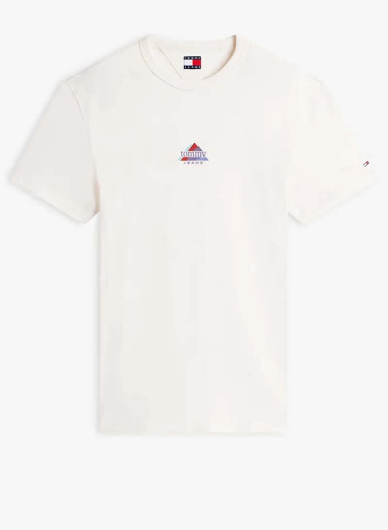 Tommy Jeans Ancient White Regular Peaks Crew Neck T-Shirt for Men | Best Price UAE