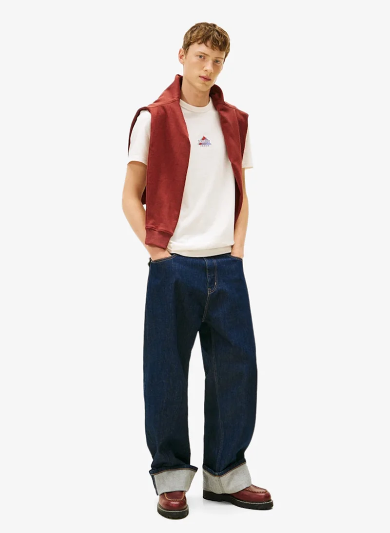 Tommy Jeans Ancient White Regular Peaks Crew Neck T-Shirt for Men | Best Price UAE