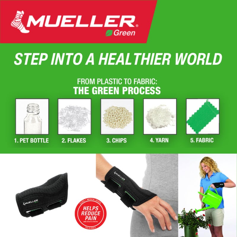 MUELLER Sports Medicine Green Fitted Wrist Brace, Wrist Pain Relief Support for Men and Women, Ideal for Carpal Tunnel, Tendinitis, Arthritis, Left Hand, Black, Small/Medium - Image 4