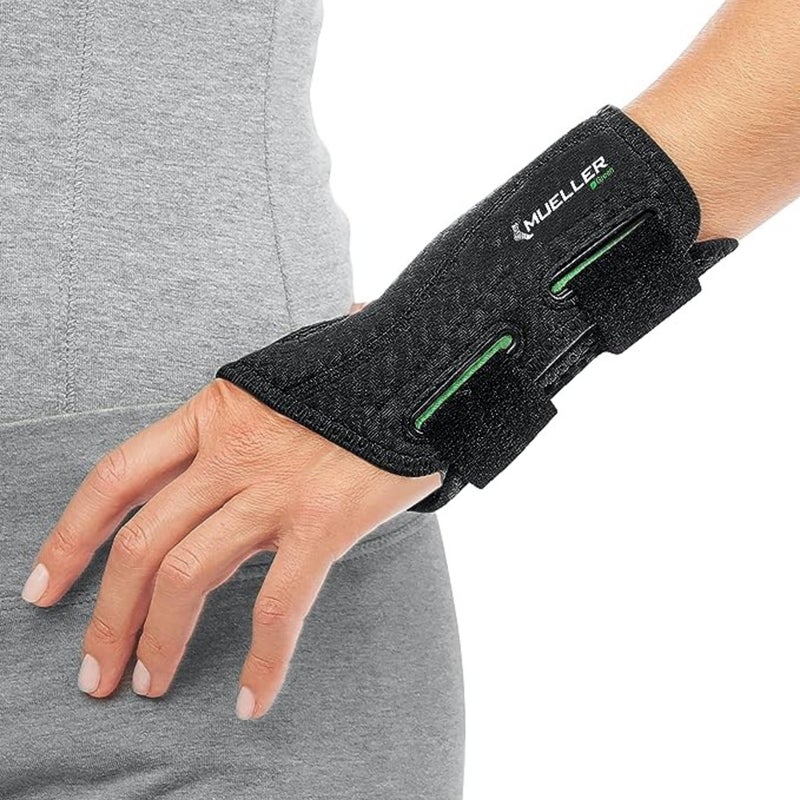 MUELLER Sports Medicine Green Fitted Wrist Brace, Wrist Pain Relief Support for Men and Women, Ideal for Carpal Tunnel, Tendinitis, Arthritis, Left Hand, Black, Small/Medium - Image 3