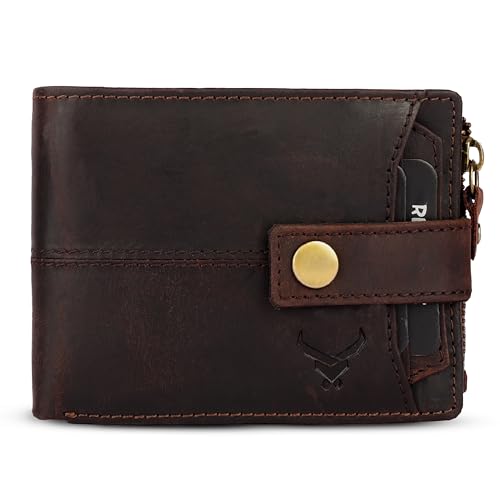 REDHORNS Genuine Leather Wallet for Men | RFID Protected Mens Wallet with 9 Credit/Debit Card Slots | Slim Napa Leather Purse for Men (Chocolate Brown) - Image 1