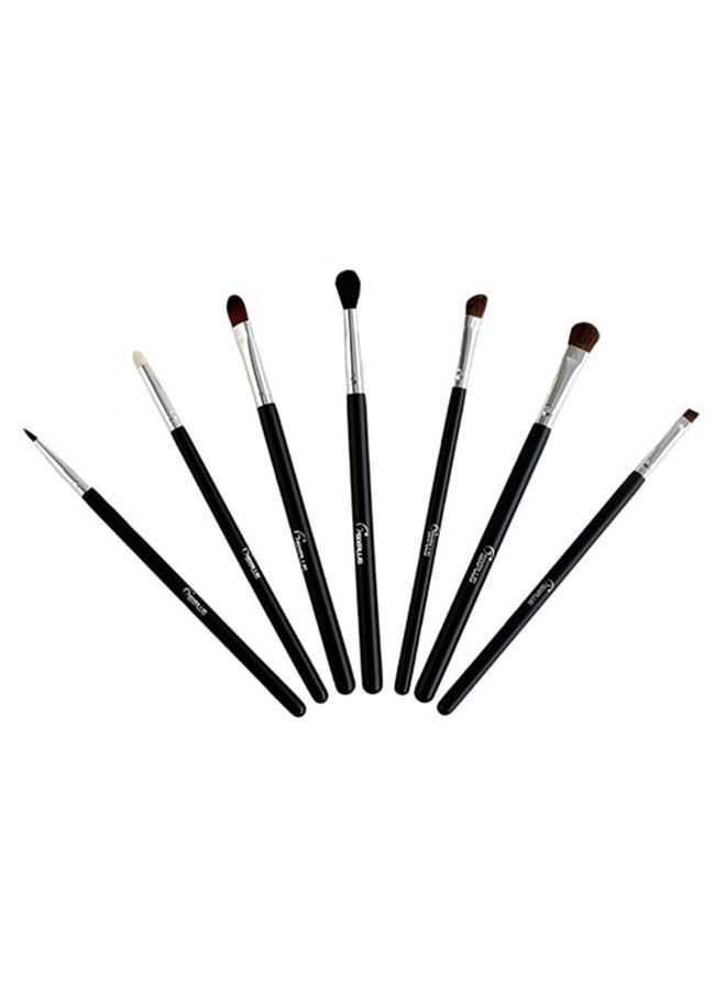 NIBEMINENT 7-Piece Eye Makeup Brush Set Black/Silver/Brown - Image 2