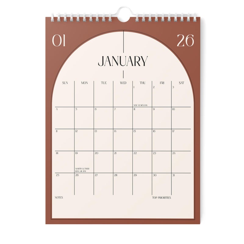 Karto Wall Calendar 2026 - Vertical 8.5x11 inch January 2026 to June 2027 - Boost Your Productivity and Easy Planning with the Aesthetic Monthly Calendar - Boho Color - Image 1