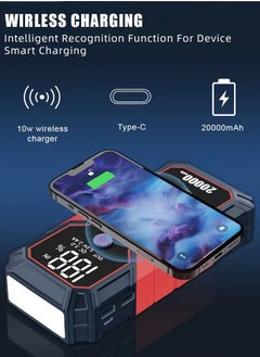 ANHTCZYX Portable Car Jump Starter 20000mAh Car Battery Starter With Wierless Charging(up to 5.0L Gas, 3.5L Diesel Engines)  - Image 2