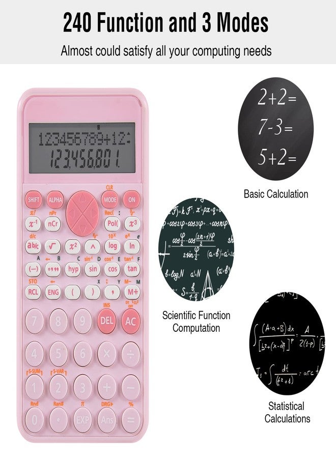 EooCoo 2-Line Standard Scientific Calculator, Portable and Cute School Supplies, Pink Office Desk Accessories, Suitable for Primary School to College Student Use - Image 4