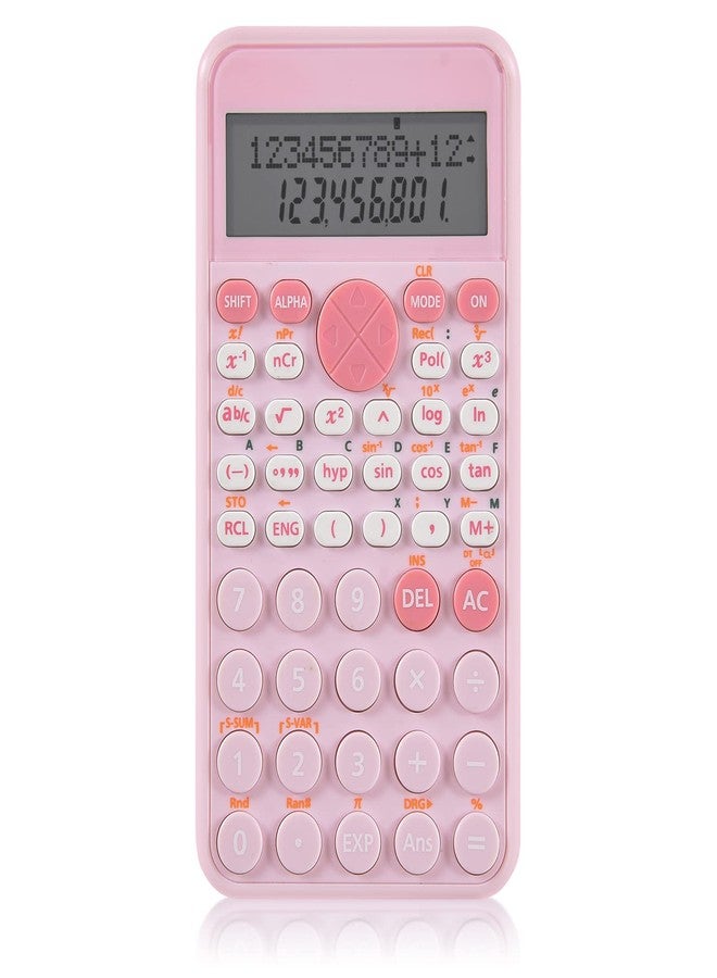 EooCoo 2-Line Standard Scientific Calculator, Portable and Cute School Supplies, Pink Office Desk Accessories, Suitable for Primary School to College Student Use - Image 1