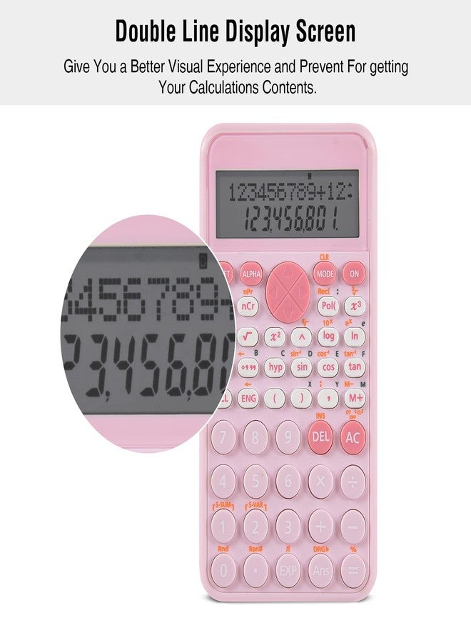 EooCoo 2-Line Standard Scientific Calculator, Portable and Cute School Supplies, Pink Office Desk Accessories, Suitable for Primary School to College Student Use - Image 5